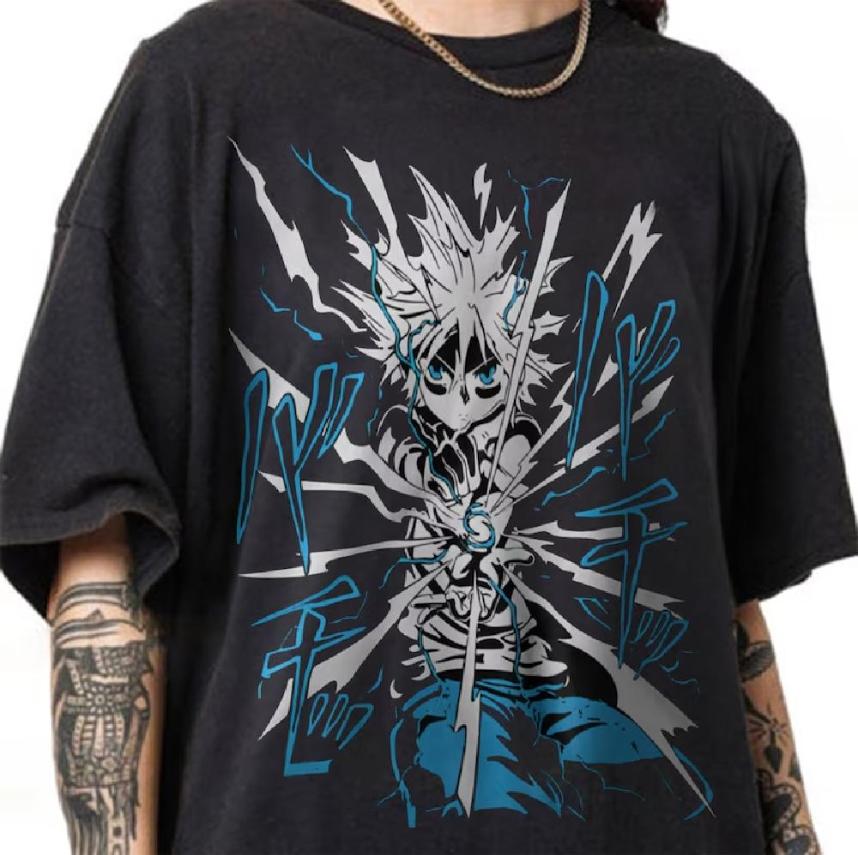 Morukai "Killua Zoldyck Godpseed and Thunderbolt Hunter x Hunter Unisex T-Shirt