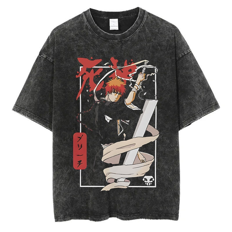 Morukai "Ichigo Kurosaki" Bleach Vintage Washed Oversized T-Shirt