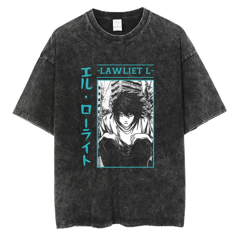 Morukai "Lawliet" Death Note Vintage Washed Oversized T-Shirt