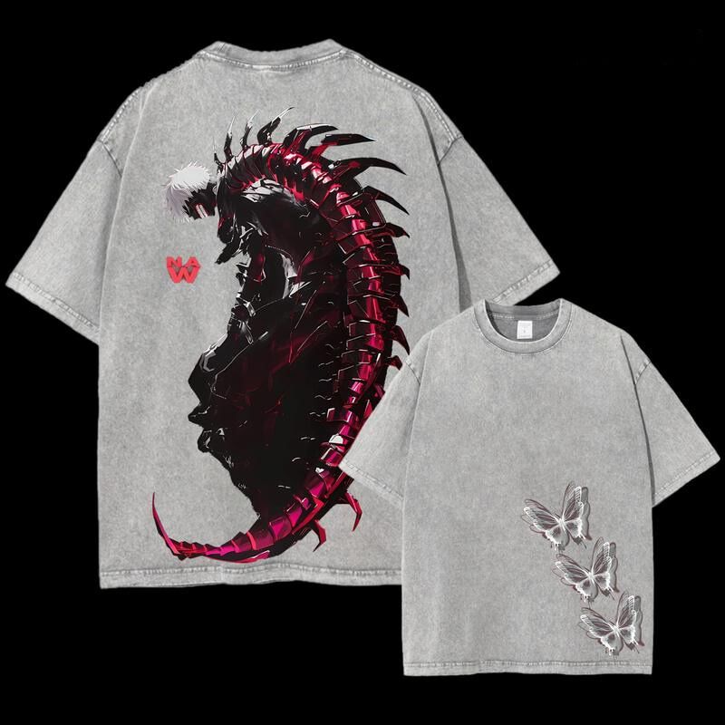 Morukai "Ken Kaneki Centipede Form" Tokyo Ghoul Vintage Washed Oversized T-Shirt