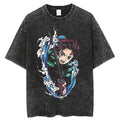 Morukai "Tanjiro Kamado" Demon Slayer Kimetsu no Yaiba Vintage Washed Oversized T-Shirt