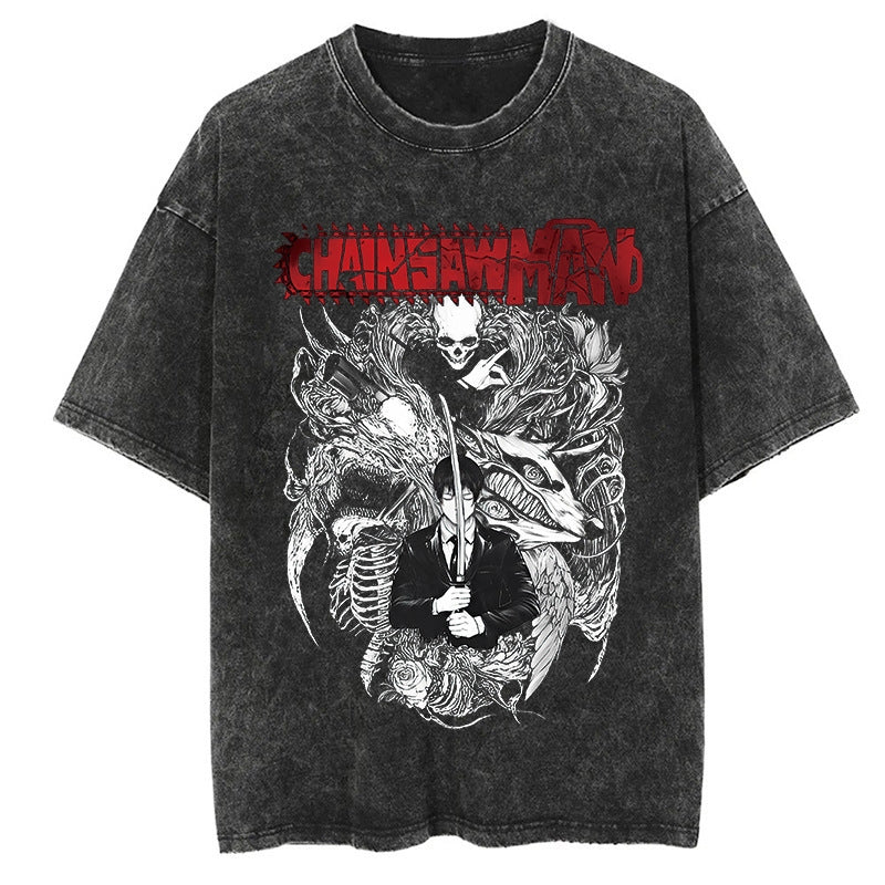 Morukai "Chainsaw Man Cast" Chainsaw Man Vintage Washed Oversized T-Shirt