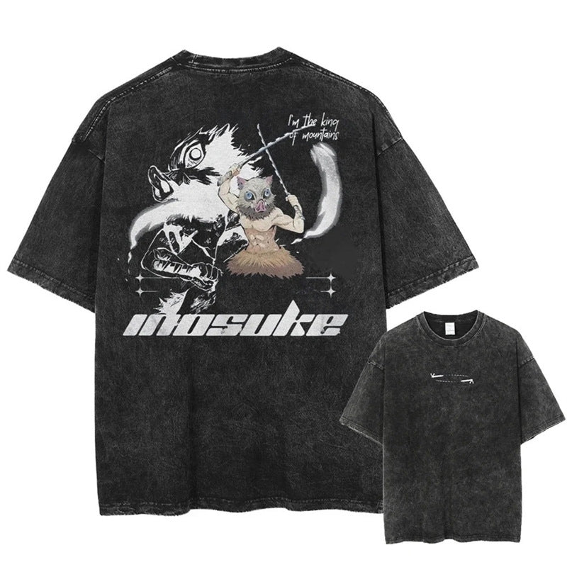 Morukai "Inosuke Hashibira" Demon Slayer Kimetsu no Yaiba Vintage Washed Oversized T-Shirt