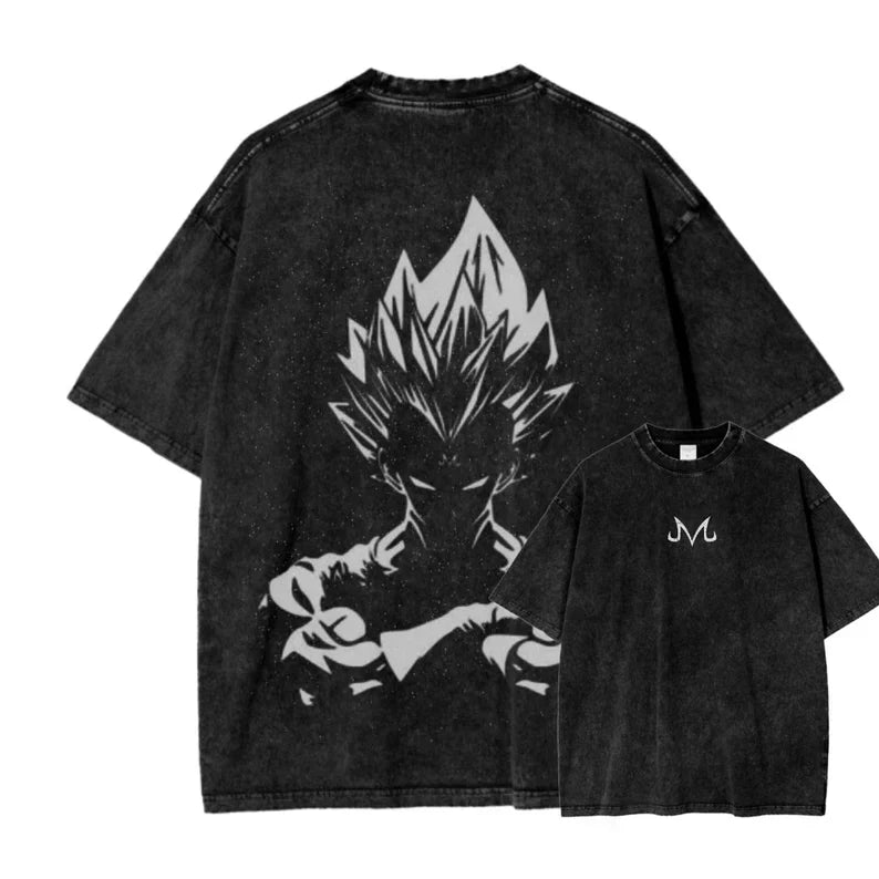 Morukai "Super Saiyan Majin Vegeta" Dragon Ball Vintage Washed Oversized T-Shirt V2