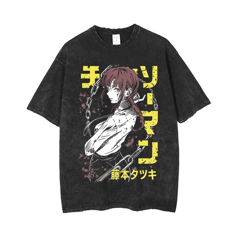 Morukai "Makima Chain" Chainsaw Man Vintage Washed Oversized T-Shirt