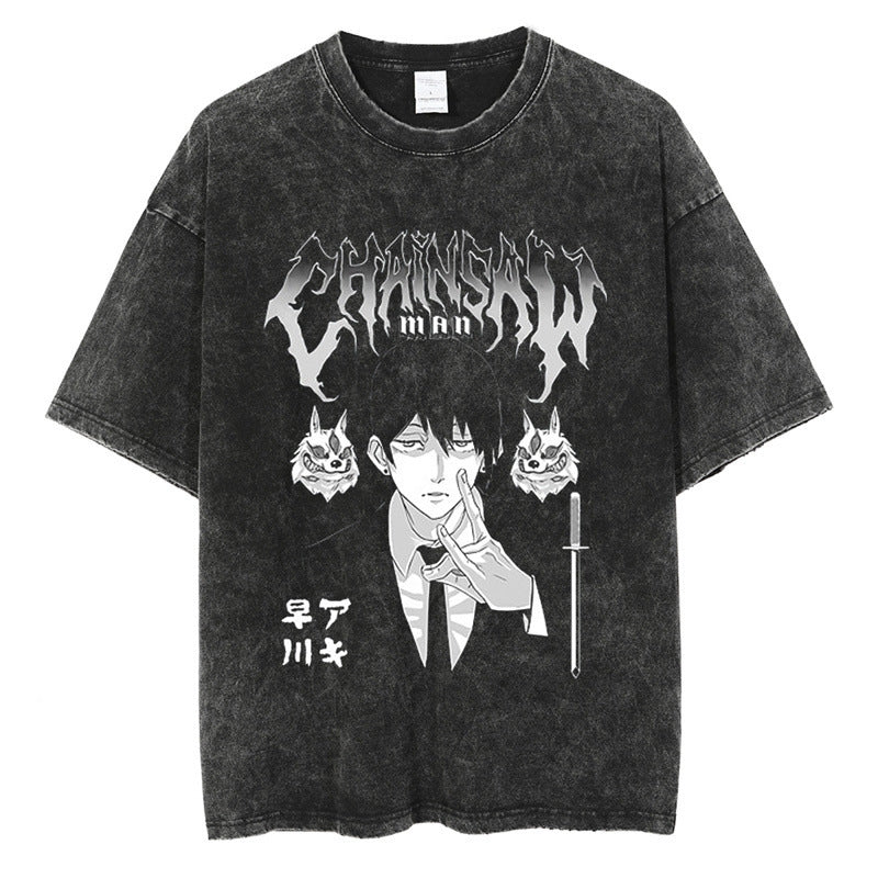 Morukai "Aki Hayakawa" Chainsaw Man Vintage Washed Oversized T-Shirt