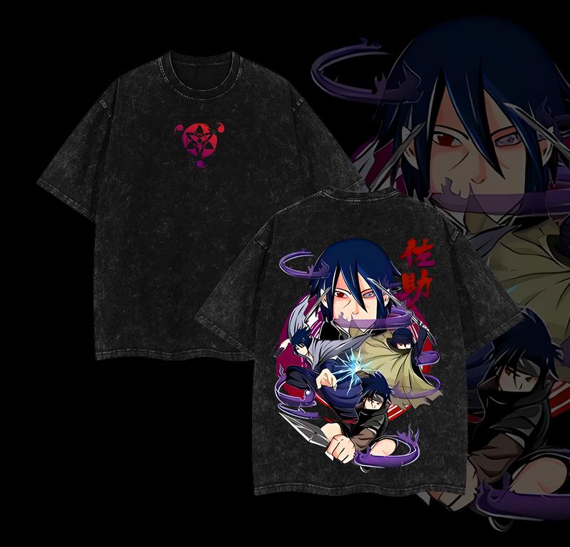 Morukai "Sasuke Uchiha" Naruto Vintage Washed Oversized T-Shirt
