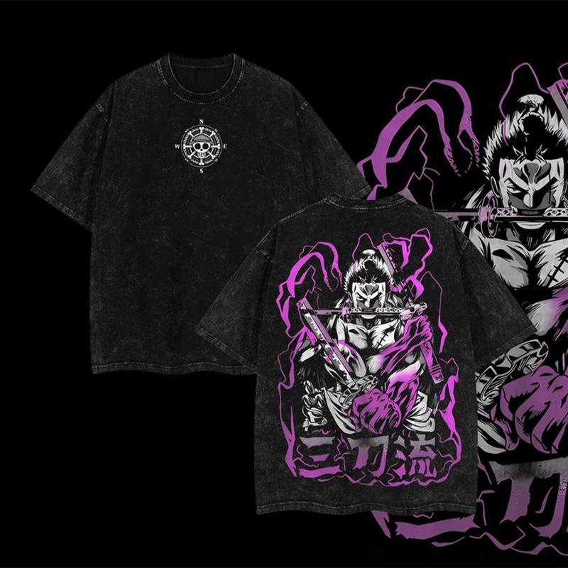 Morukai "Roronoa Zoro Asura Form" One Piece Vintage Washed Oversized T-Shirt