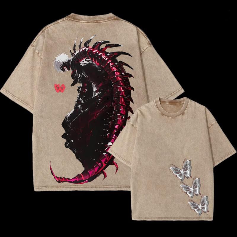 Morukai "Ken Kaneki Centipede Form" Tokyo Ghoul Vintage Washed Oversized T-Shirt