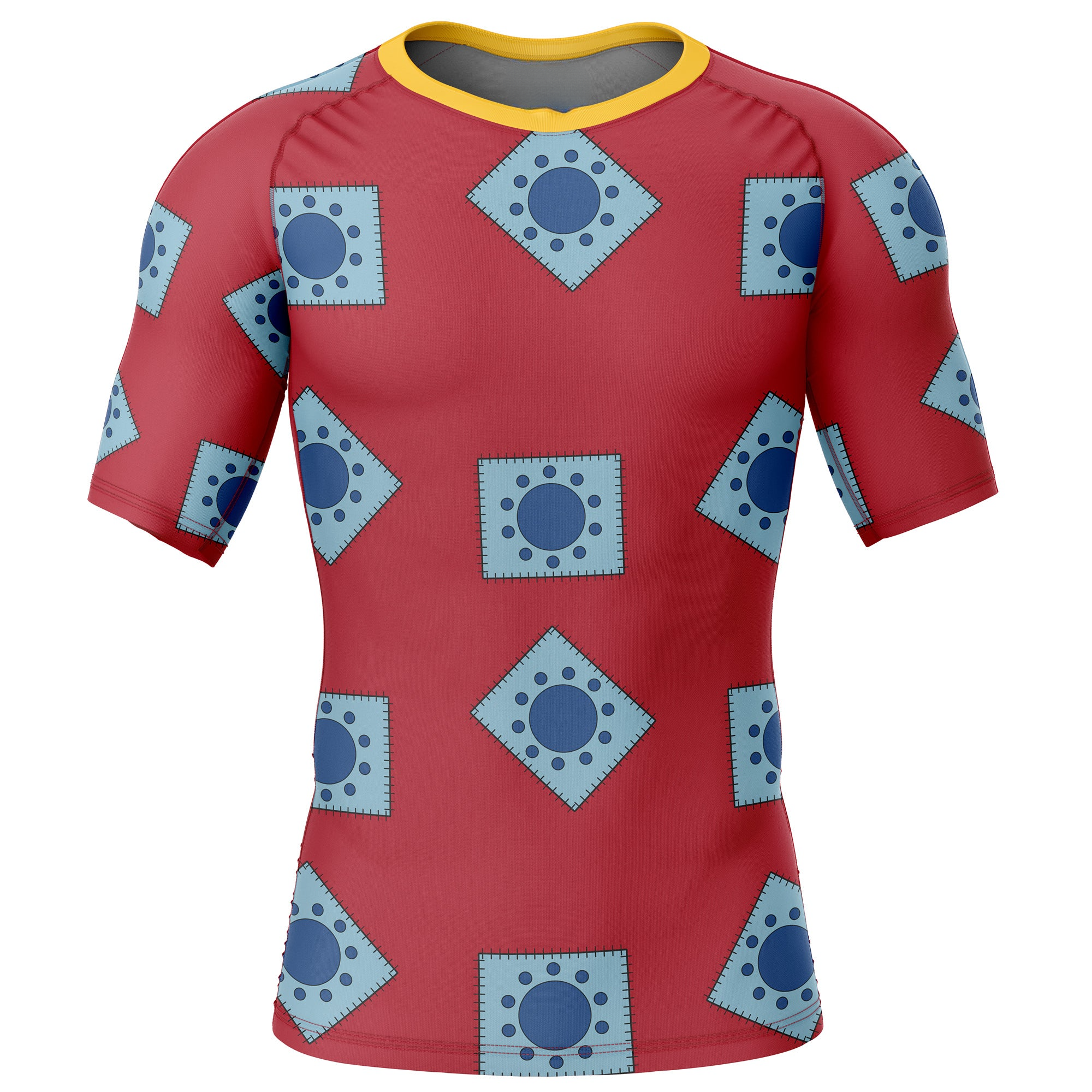 Morukai "Luffy Wano pattern One Piece Short Sleeve Rash Guard Compression Shirt