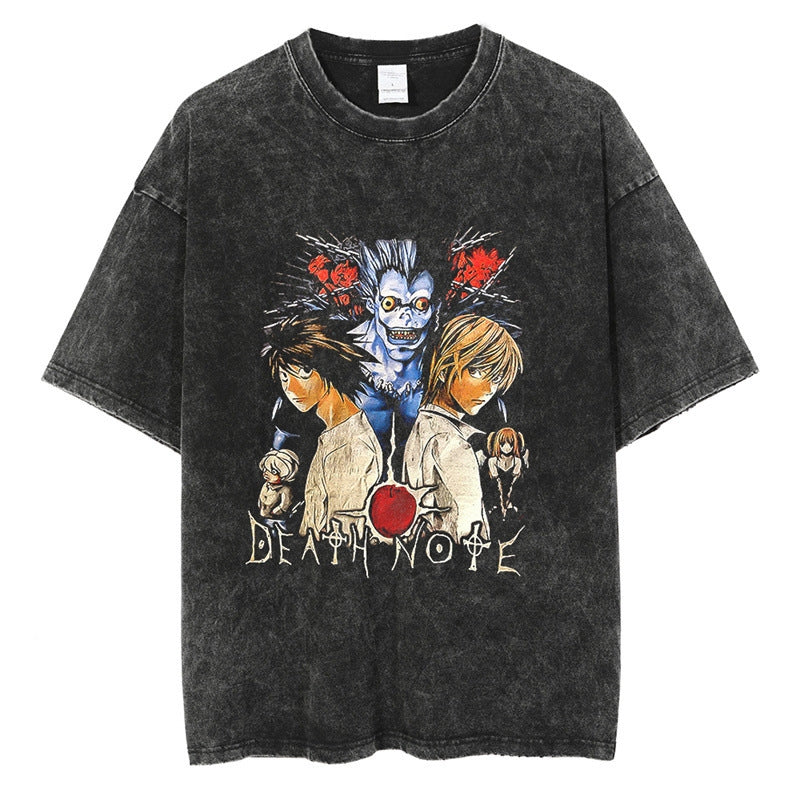 Morukai "L Lawliet & Light Yagami" Death Note Vintage Washed Oversized T-Shirt