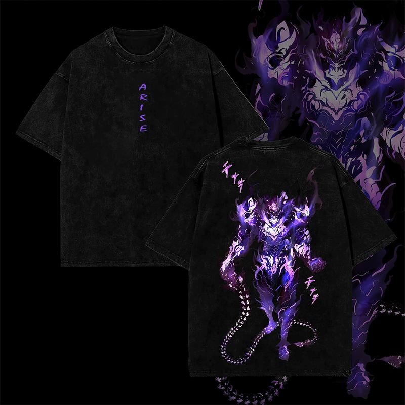 Morukai "Bellion Arise!!!" Solo Leveling Vintage Washed Oversized T-Shirt