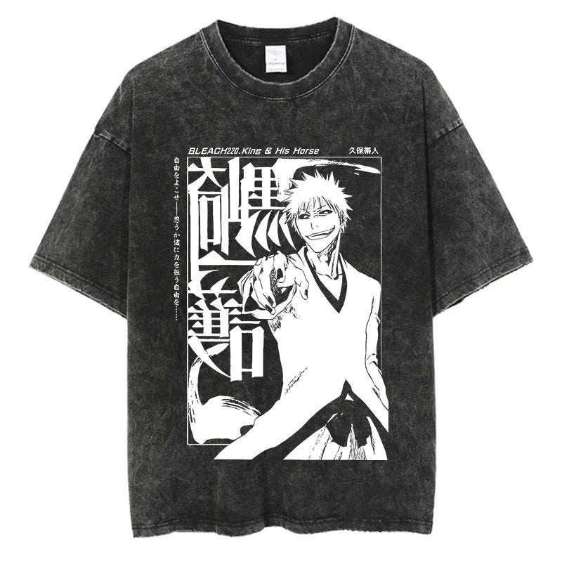 Morukai "Ichigo Kurosaki" Bleach Vintage Washed Oversized T-Shirt