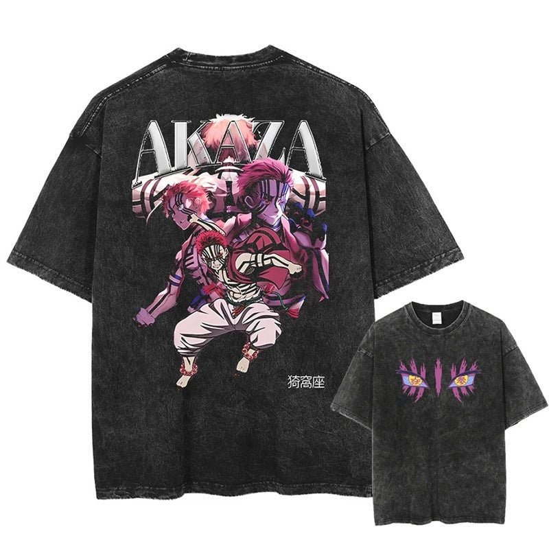 Morukai "Akaza" Demon Slayer Kimetsu no Yaiba Vintage Washed Oversized T-Shirt