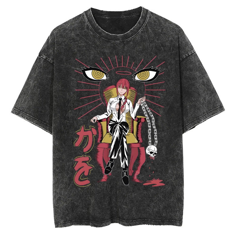 Morukai "Makima" Chainsaw Man Vintage Washed Oversized T-Shirt