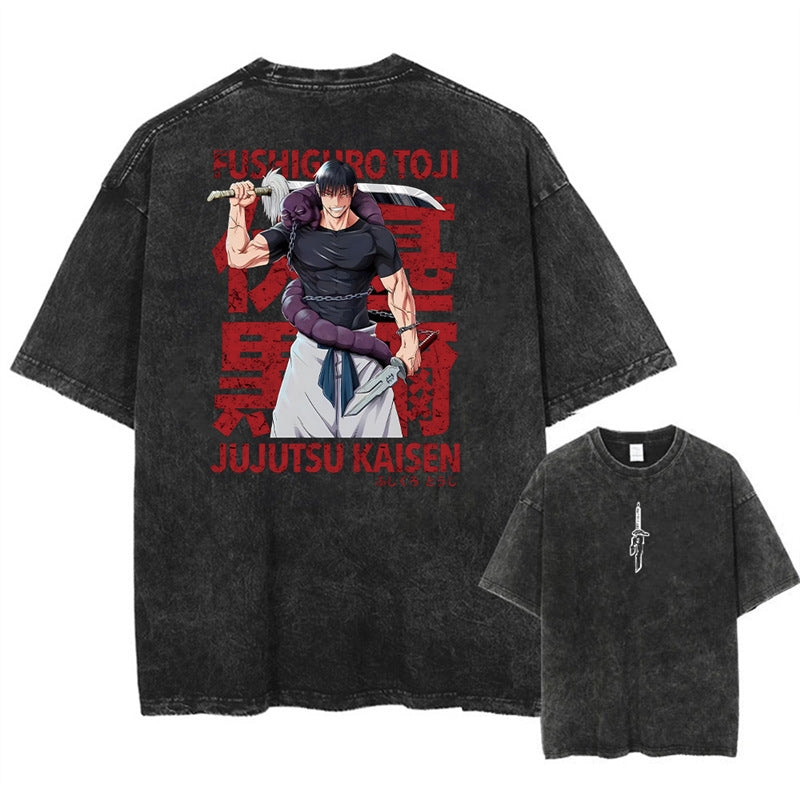 Morukai "Toji Fushiguro" Jujutsu Kaisen Vintage Washed Oversized T-Shirt