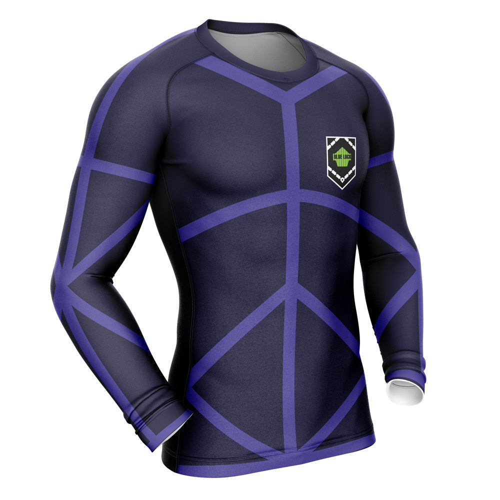 Morukai "Training Uniform" Blue Lock Long Sleeve Rash Guard Compression Shirt