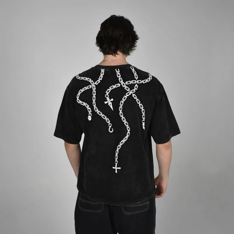 Morukai "Kurapika Ring Chains" Hunter x Hunter Vintage Washed Oversized T-Shirt