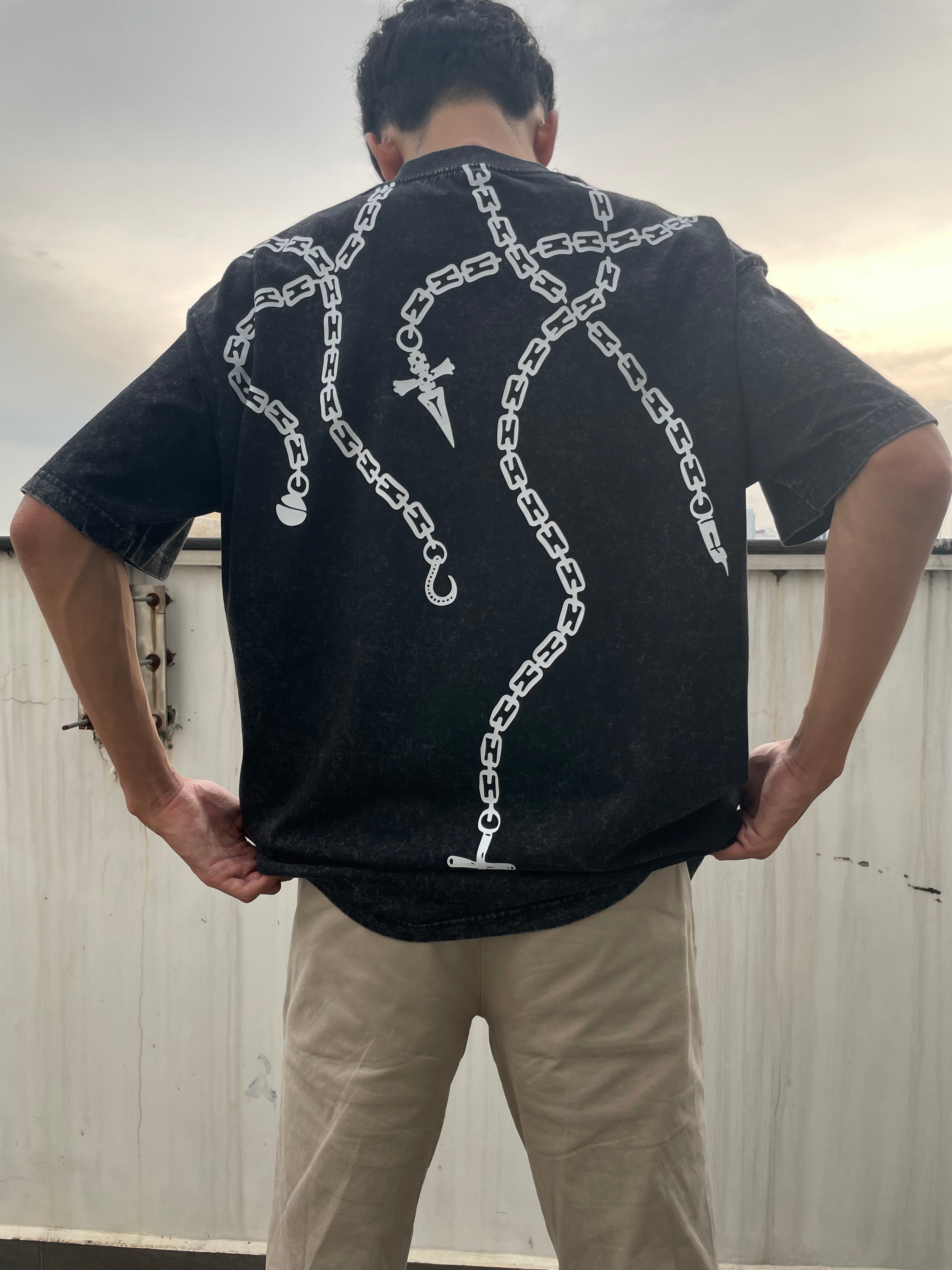 Morukai "Kurapika Ring Chains" Hunter x Hunter Vintage Washed Oversized T-Shirt