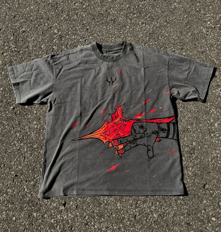 Morukai "Ryomen Sukuna Divine Flame" Jujutsu Kaisen Vintage Washed Oversized T-Shirt