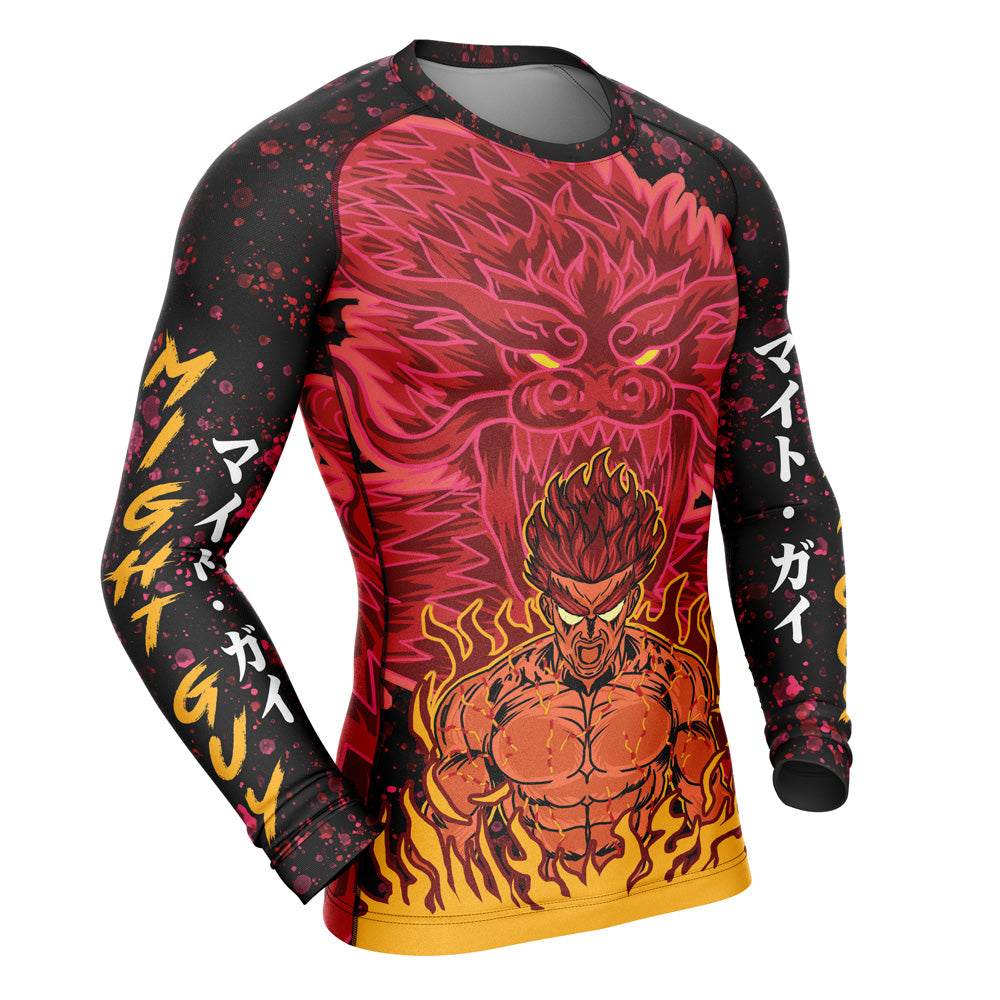 Morukai "Might Guy Red Beast of Konoha" Naruto Long Sleeve Rash Guard Compression