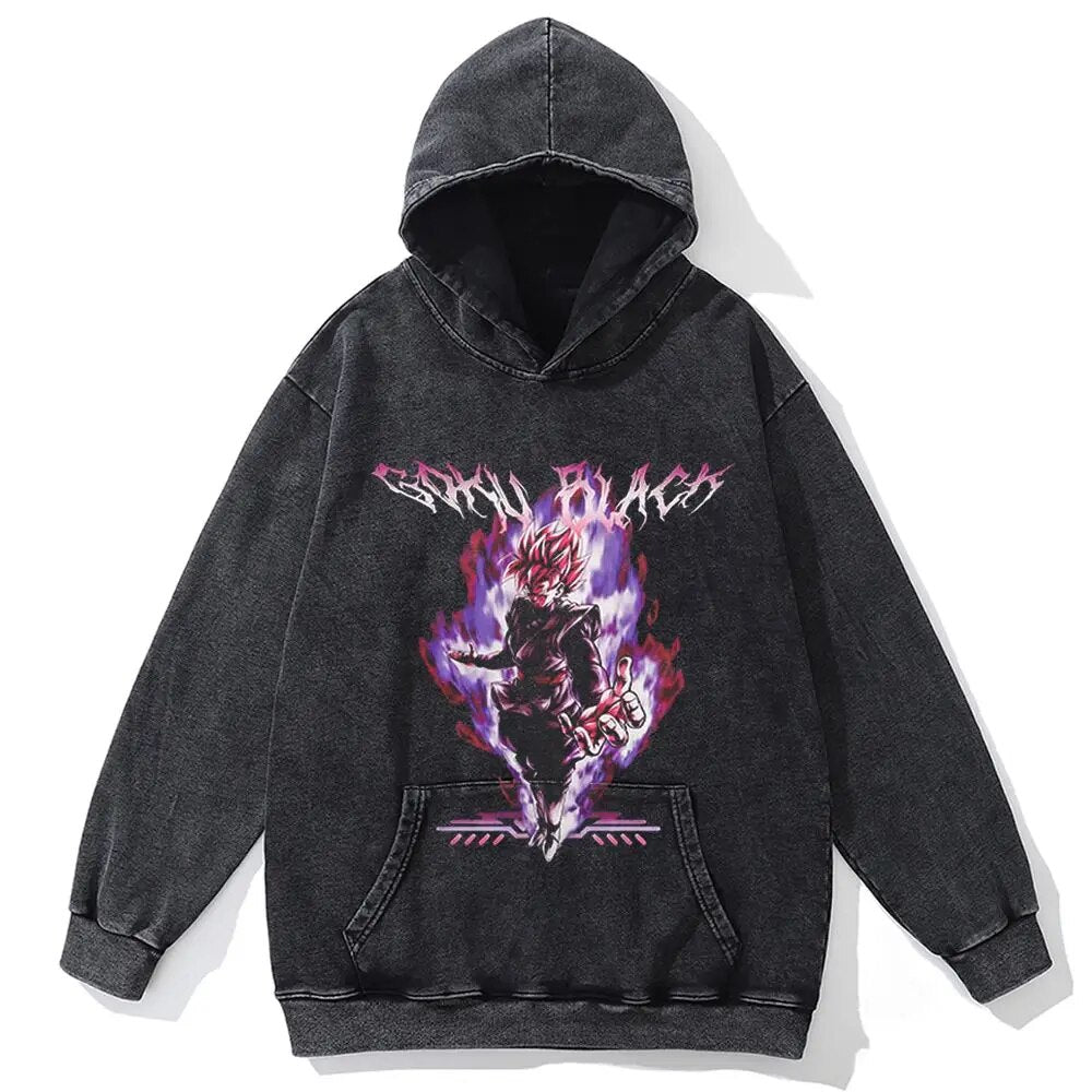 Morukai "Super Saiyan Rosé Goku Black Zamasu" Dragon Ball Vintage Oversized Hoodie V1