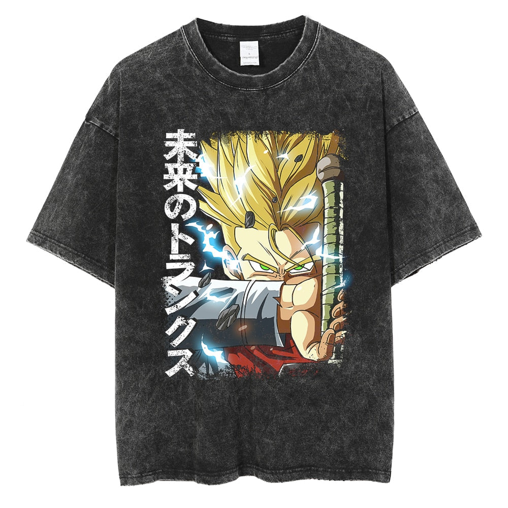 Morukai "Super Saiyan Future Trunks" Dragon Ball Vintage Washed Oversized T-Shirt V3