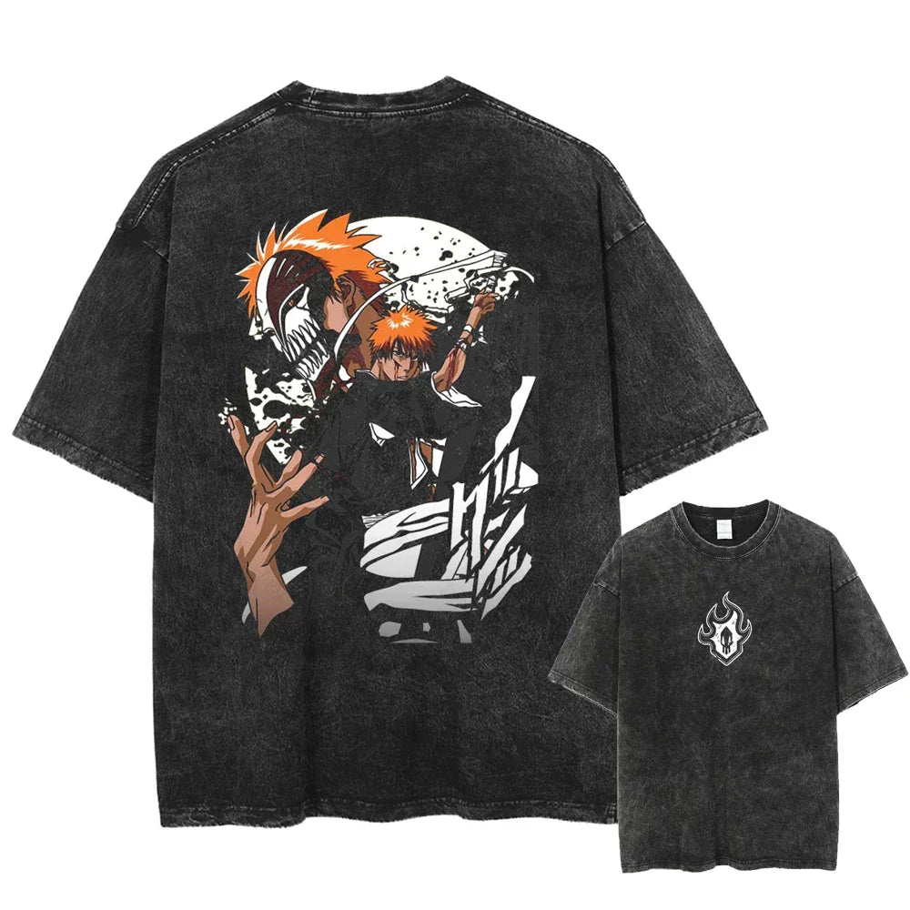 Morukai "Ichigo Kurosaki Hollow Mask" Bleach Vintage Washed Oversized T-Shirt