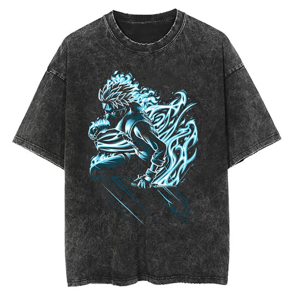Morukai "Kakashi Hatake Copy Ninja" Naruto Vintage Washed Oversized T-Shirt