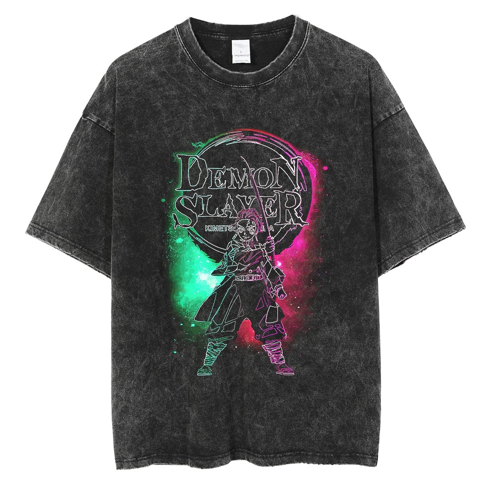 Morukai "Tanjiro Kamado" Demon Slayer: Kimetsu no Yaiba Vintage Washed Oversized T-Shirt