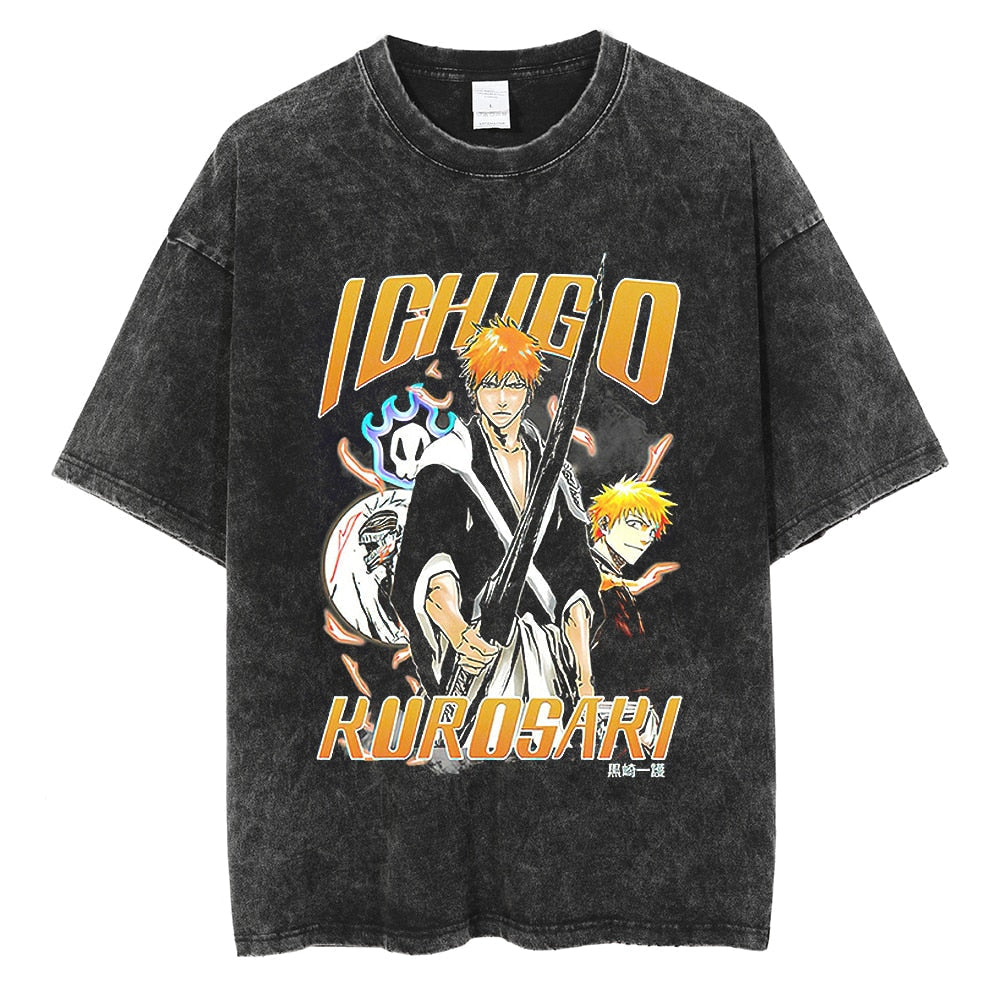 Morukai "Ichigo Kurosaki Substitue Shinigami" Bleach Vintage Washed Oversized T-Shirt