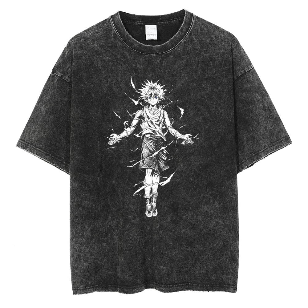 Morukai "Killua Zoldyck Godspeed" Hunter x Hunter Vintage Washed Oversized T-Shirt