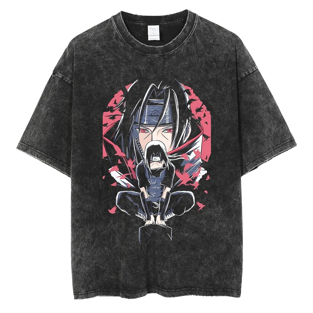 Morukai "Itachi Uchiha Anbu" Naruto Vintage Washed Oversized T-Shirt V2