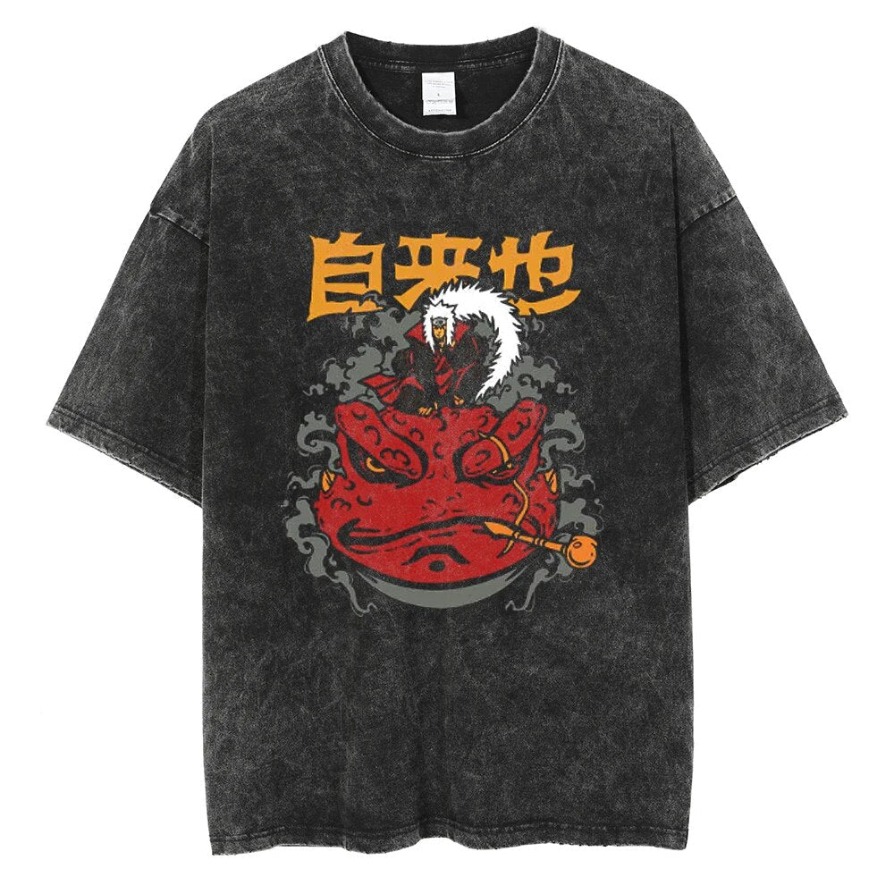 Morukai "Jiraiya Toad Sage Gamabunta" Naruto Vintage Washed Oversized T-Shirt