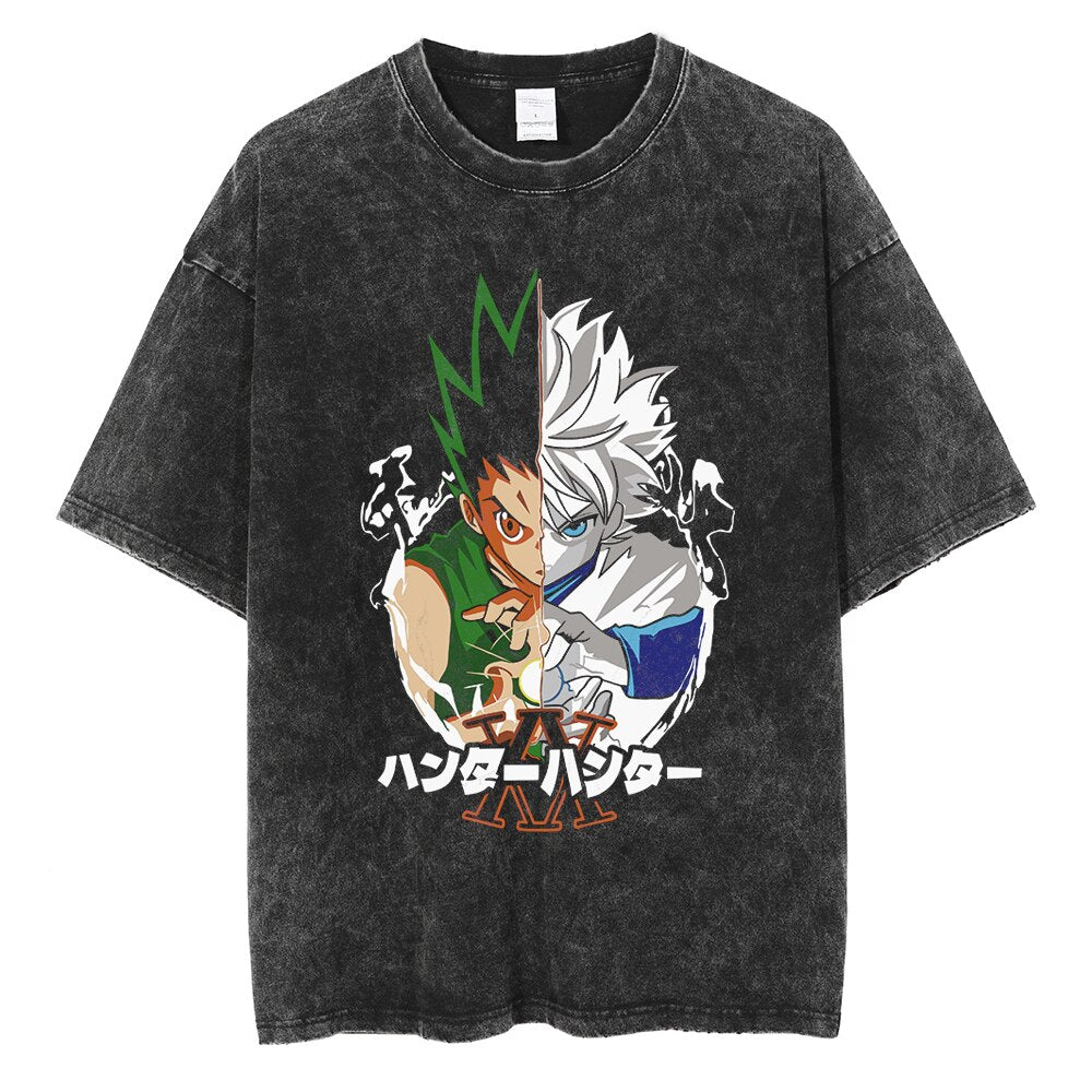 Morukai "Gon Freecss x Killua Zoldyck" Hunter x Hunter Vintage Washed Oversized T-Shirt