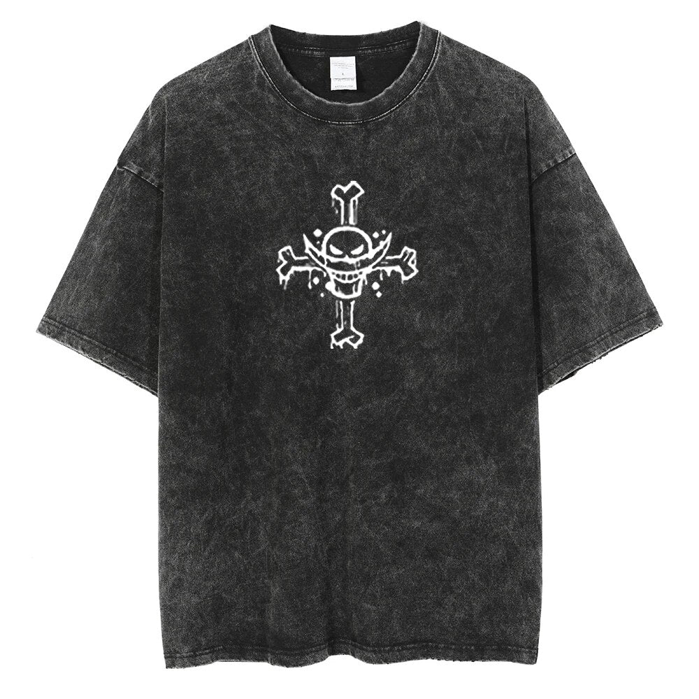 Morukai "Whitebeard Pirates" One Piece Vintage Washed Oversized T-Shirt