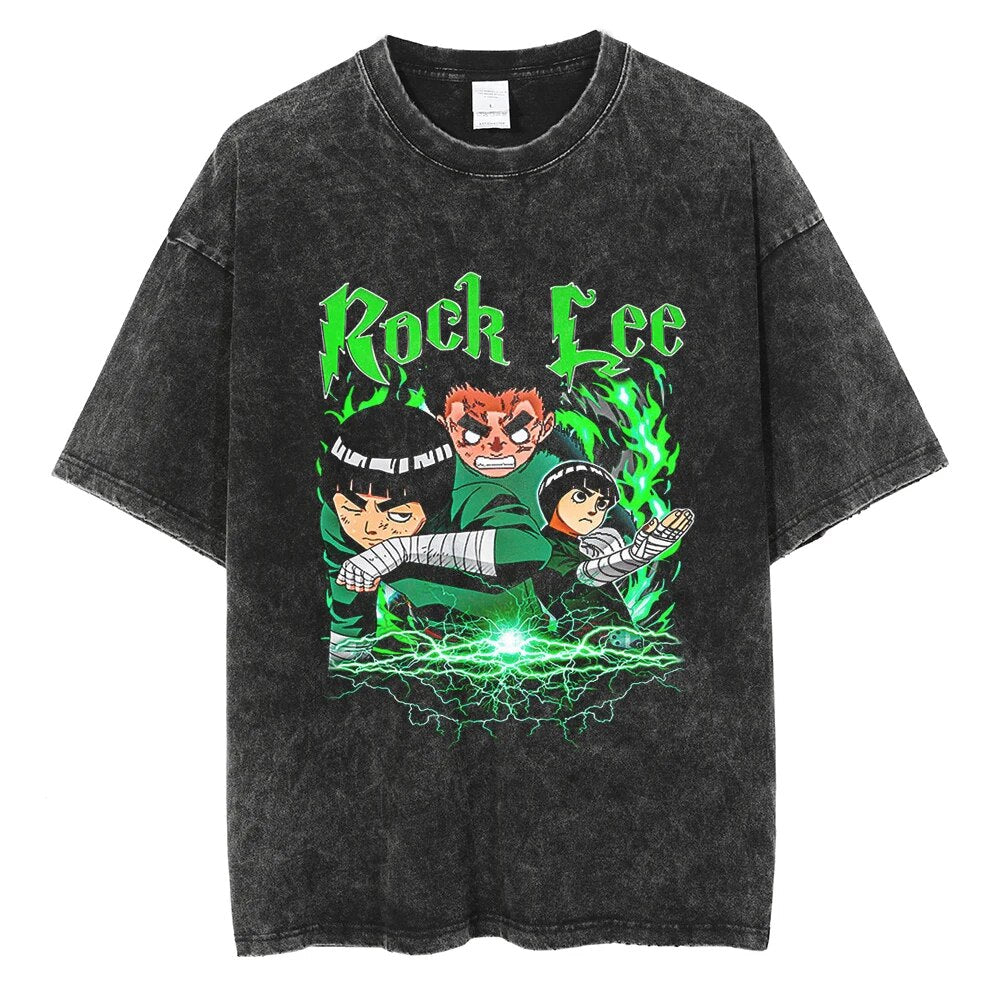 Morukai "Rock Lee Taijutsu" Naruto Vintage Washed Oversized T-Shirt