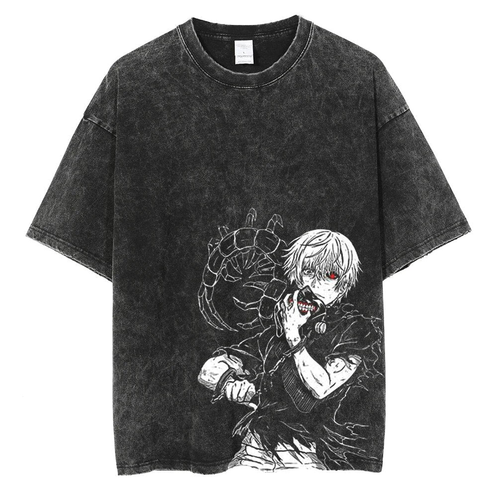 Morukai "Ken Kaneki One-Eyed King" Tokyo Ghoul Vintage Washed Oversized T-Shirt