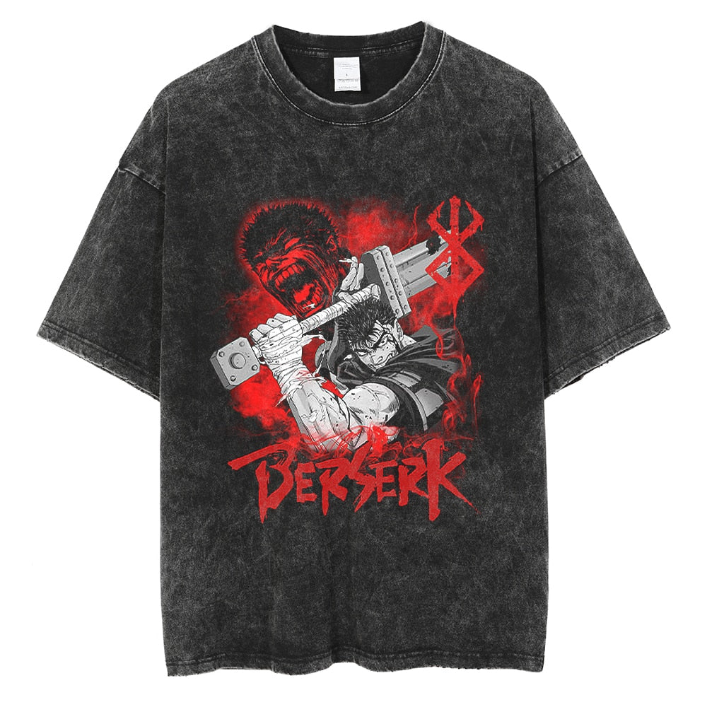 Morukai "Guts Black Swordsman" Berserk Vintage Washed Oversized T-Shirt V4