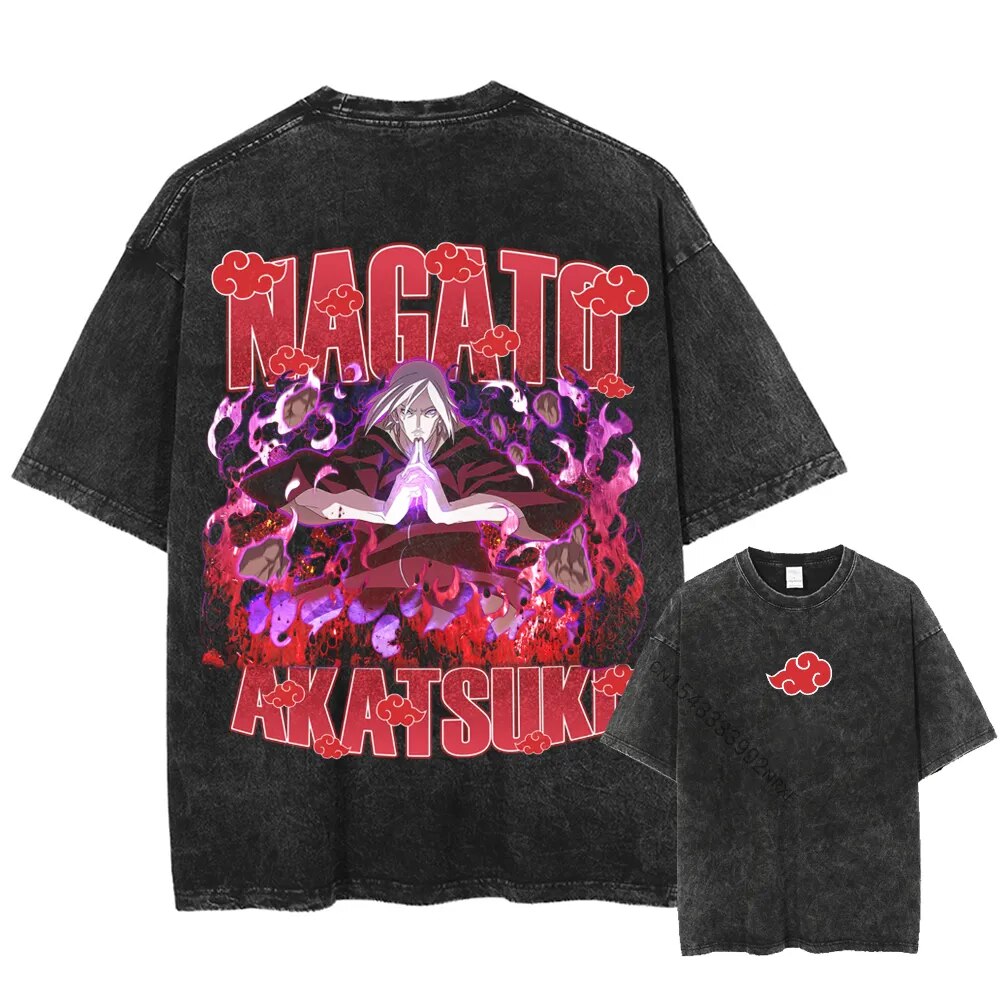 Morukai "Nagato Uzumaki Akatsuki" Naruto Vintage Washed Oversized T-Shirt