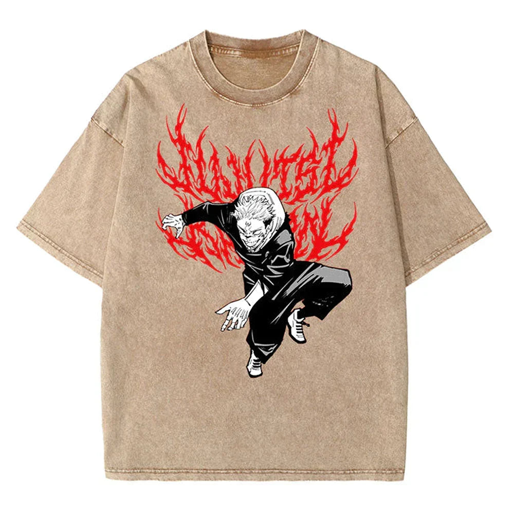 Morukai "Ryomen Sukuna King of Curses" Jujutsu Kaisen Vintage Washed Oversized T-Shirt V1