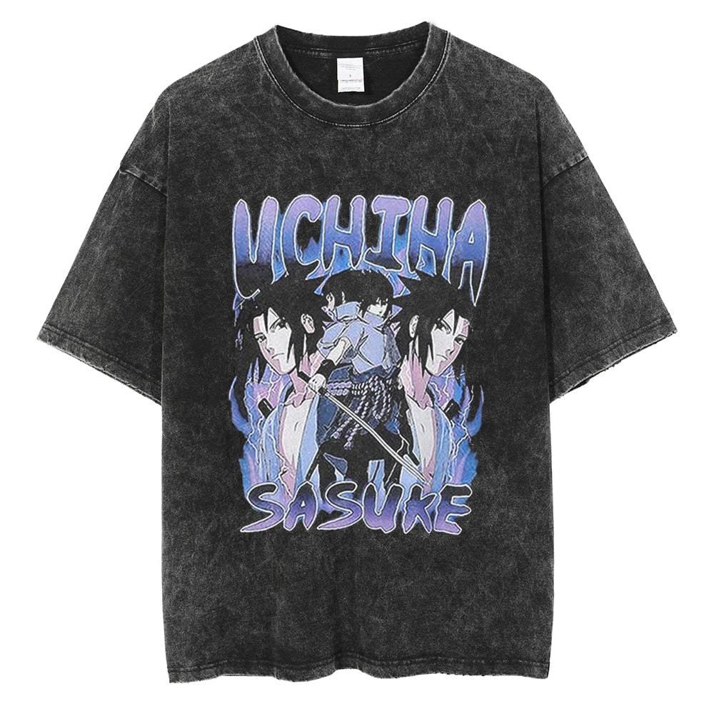 Morukai "Sasuke Uchiha" Naruto Vintage Washed Oversized T-Shirt