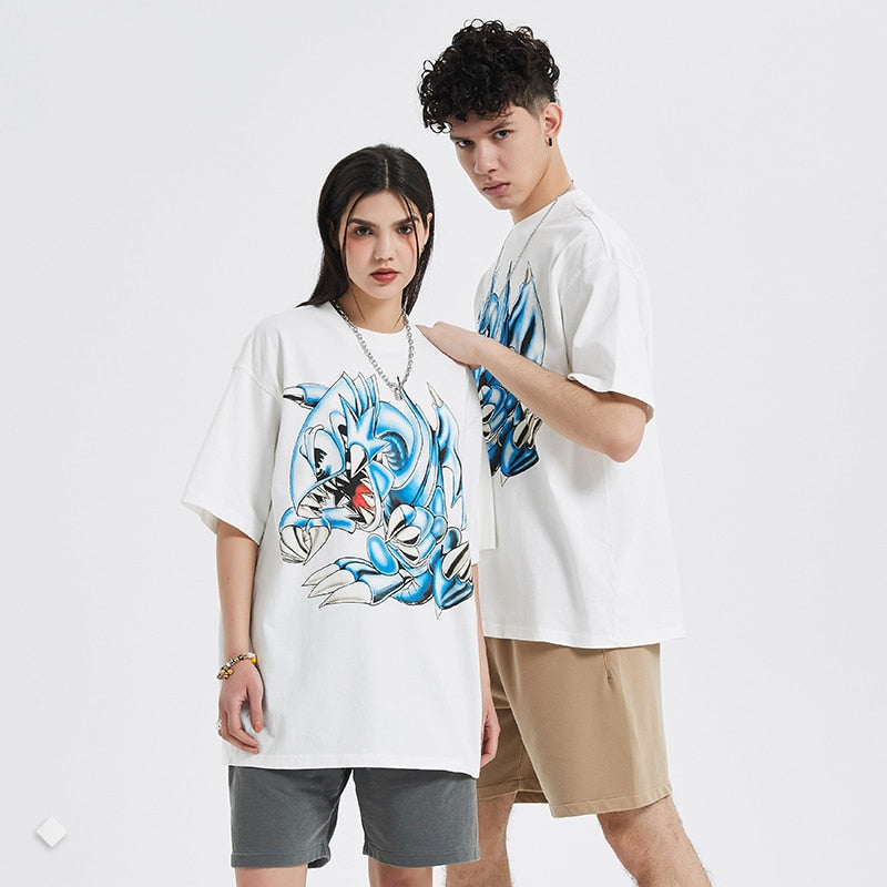 Morukai "Blue-Eyes Toon Dragon" Yu-Gi-Oh! Vintage Washed Oversized T-Shirt