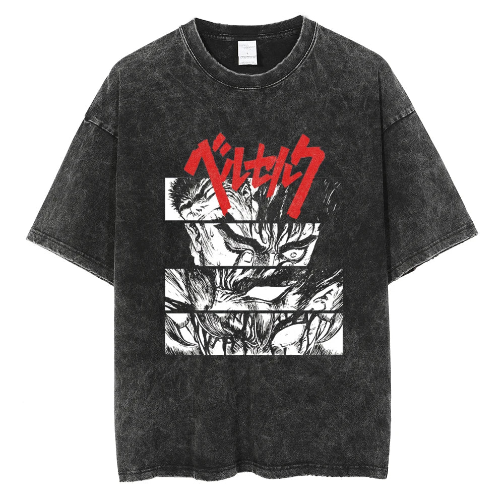 Morukai "Guts Black Swordsman" Berserk Vintage Washed Oversized T-Shirt V1