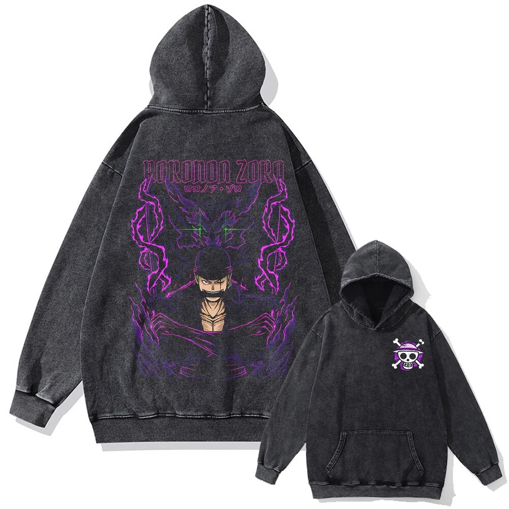 Morukai "Roronoa Zoro Asura Form" One Piece Vintage Oversized Hoodie