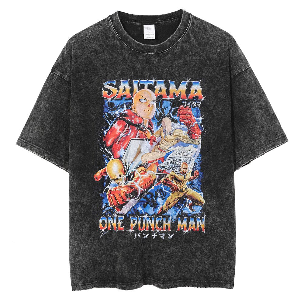Morukai "Saitama Bald Cape" One Punch Man Vintage Washed Oversized T-Shirt V2