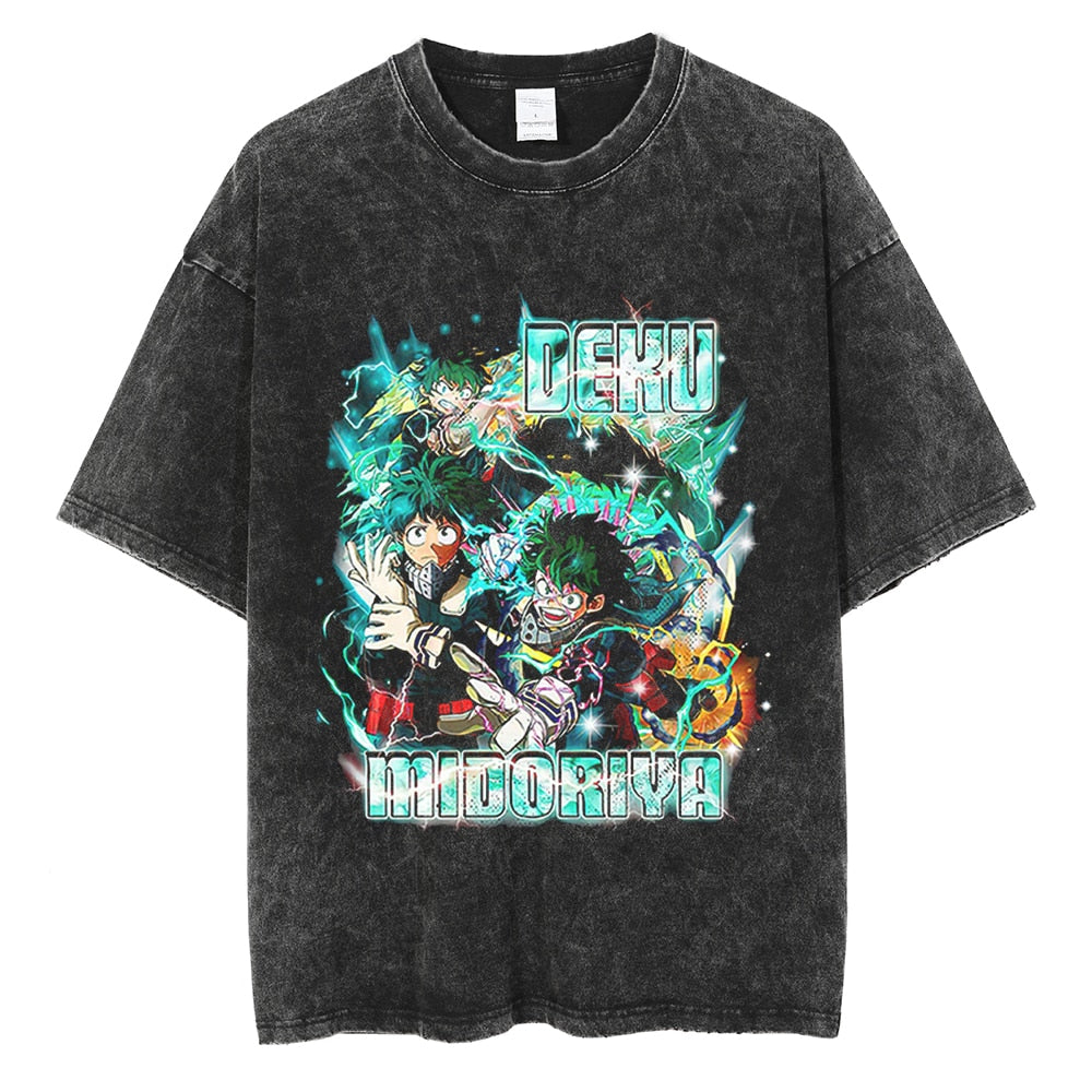 Morukai "Izuku Midoriya One For All Hero: Deku" My Hero Academia Vintage Washed Oversized T-Shirt V2