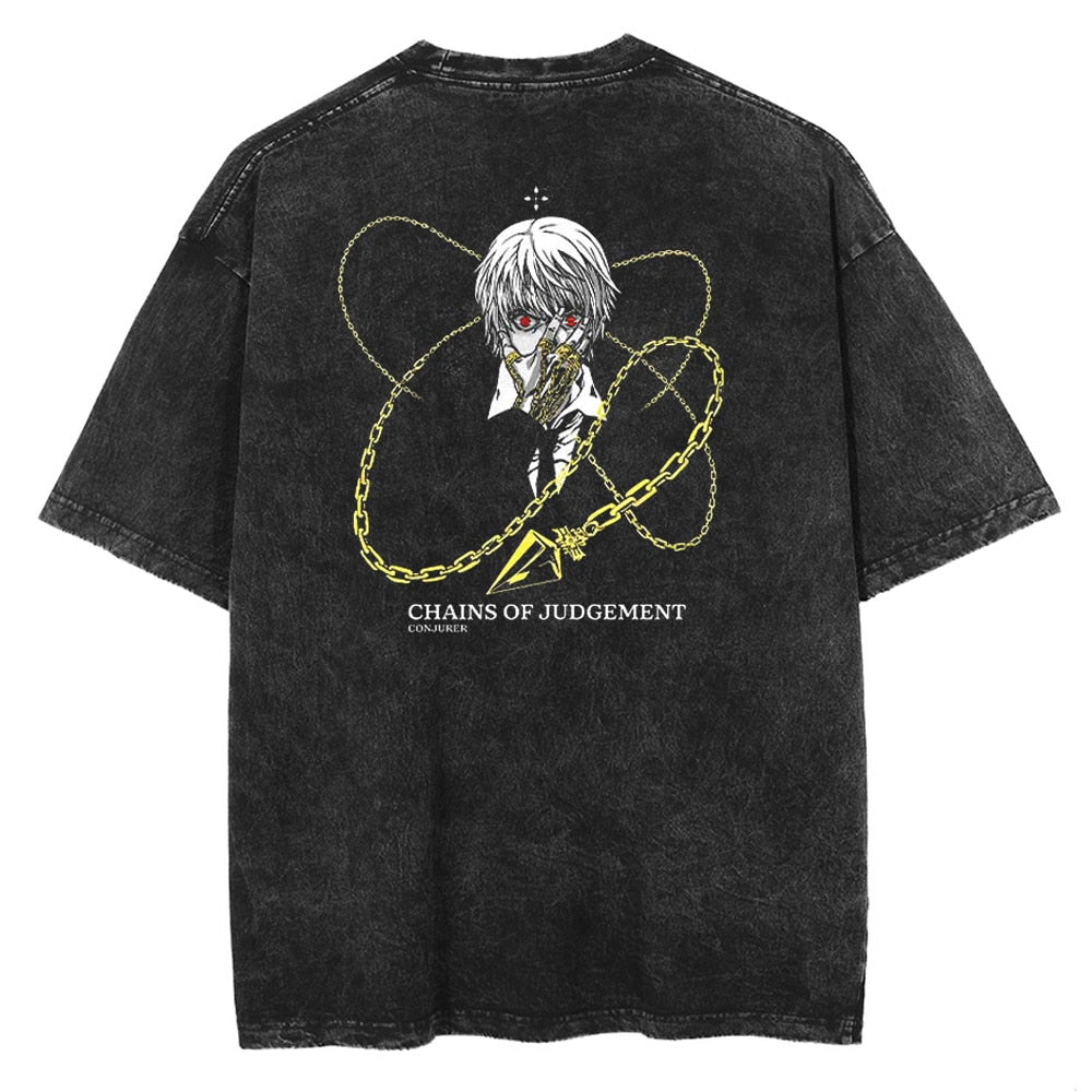 Morukai "Kurapika Chains of Judgement" Hunter x Hunter Vintage Washed Oversized T-Shirt V1