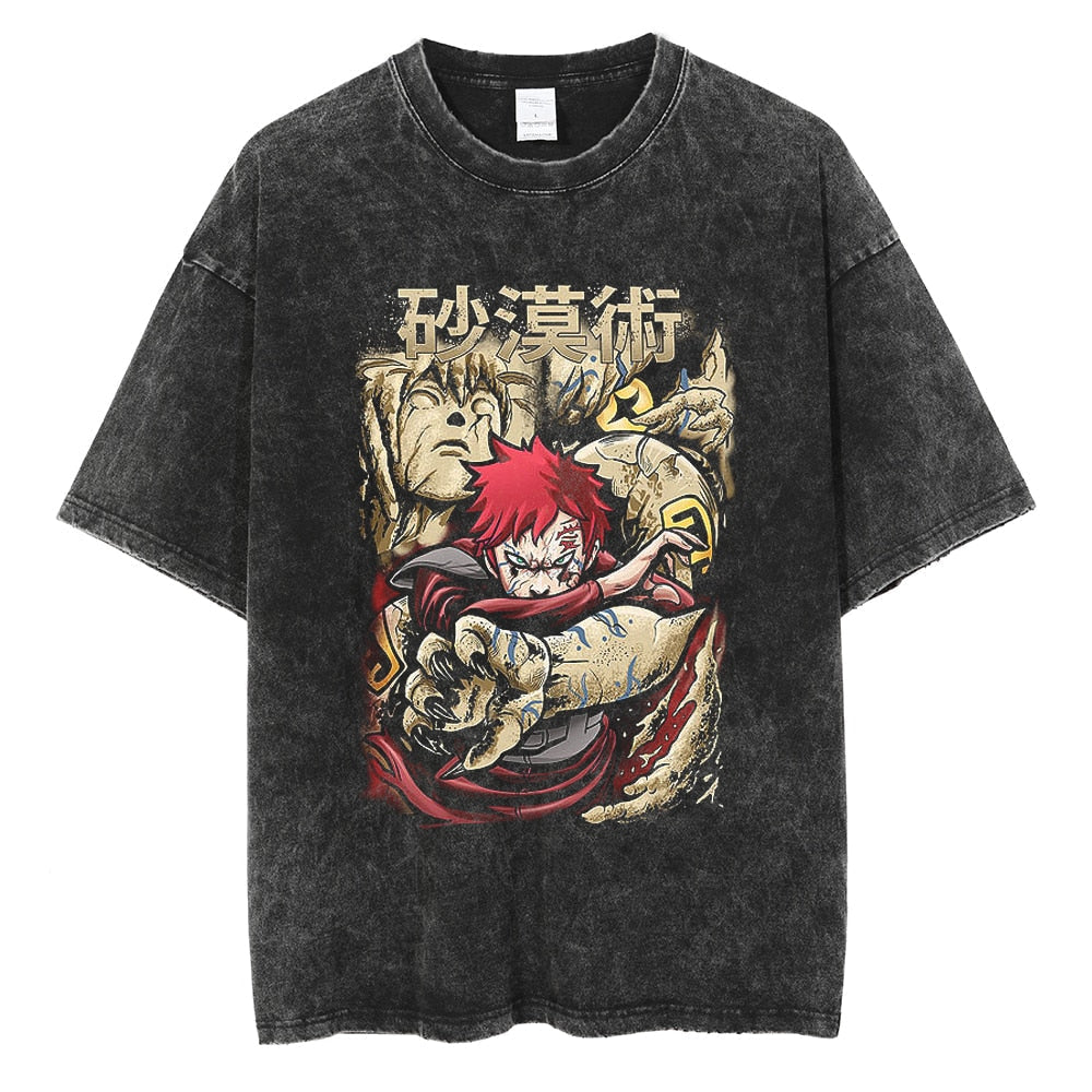 Morukai "Gaara One-Tailed Shukaku" Naruto Vintage Washed Oversized T-Shirt