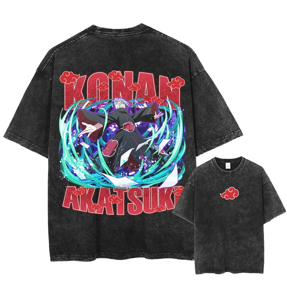 Morukai "Konan Akatsuki" Naruto Vintage Washed Oversized T-Shirt